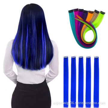 Factory Price Crochet Hair Colorful Synthetic Straight Hair Clip In Hair Extension for Party Fashionable